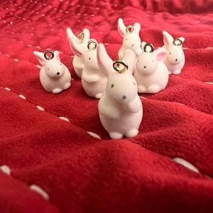White rabbits pendant charm for DIY 7 pcs
